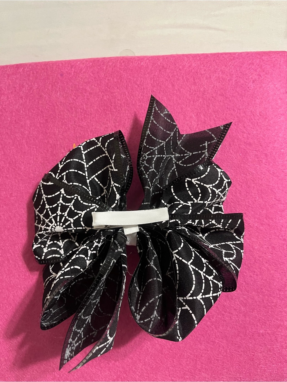 Handmade Kids Black Spiderweb Costume Hair Bow - Halloween Accessory - Picture 2 of 2
